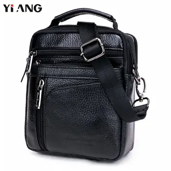 

YIANG Brand Men Casual Vintage Genuine Leather Bag Travel Messenger Bag Cross body Single Shoulder Bags Cell Mobiles Phones Bags