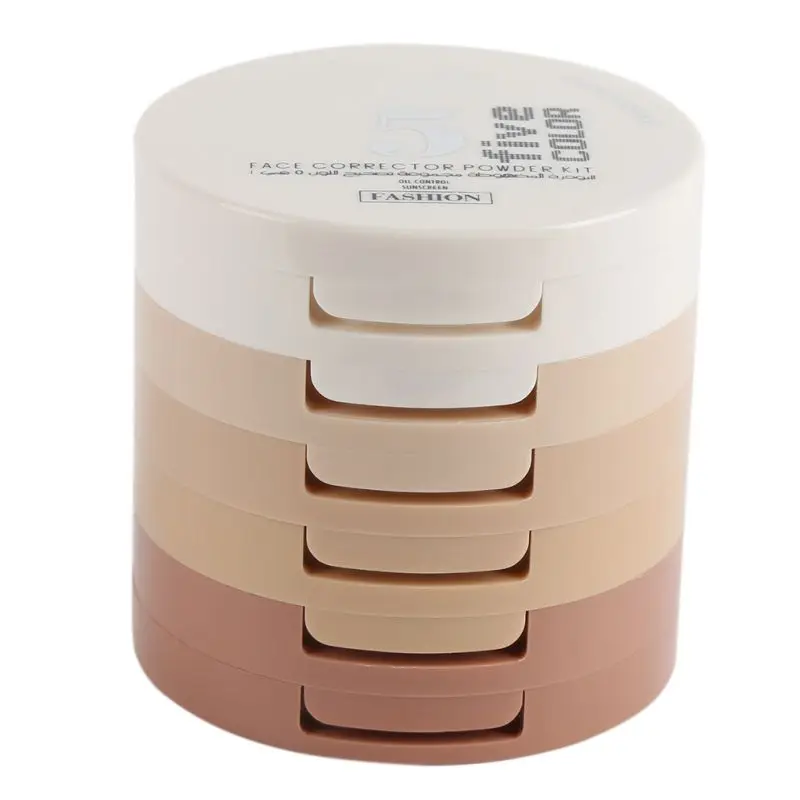 

New 2018 Face Corrector Shading Powder Box Conceler 5 in 1 Multfunctional Oil Control Repair Capacity With Puff Mirror