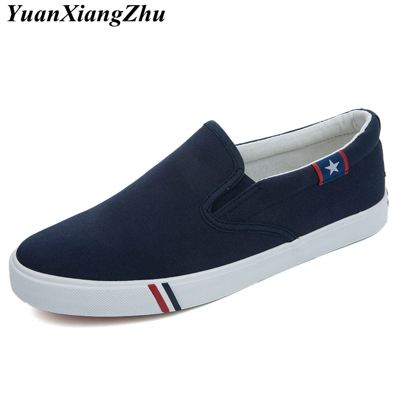 Online Zapatos de lona de hombre mocasines casuales simples para hombre 2019 Otoño de alta calidad antideslizante cómodos zapatos vulcanizados hombre pisos tamaño 35 47