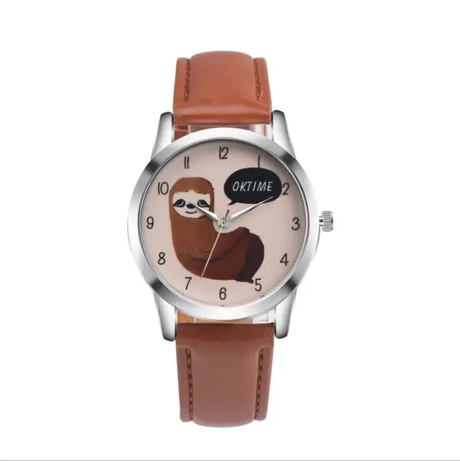 Заводская цена брендовые новые OKTIME Ленивец кожаные часы модные часы для женщин женские наручные часы - Цвет: brown