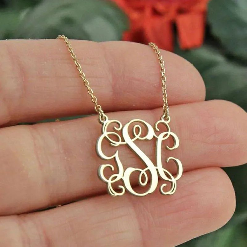 

Custom Monogram Necklace Initial Letter Pendant Necklace Stainless Steel Chain Gold-Color Choker for Women Silver Jewelry