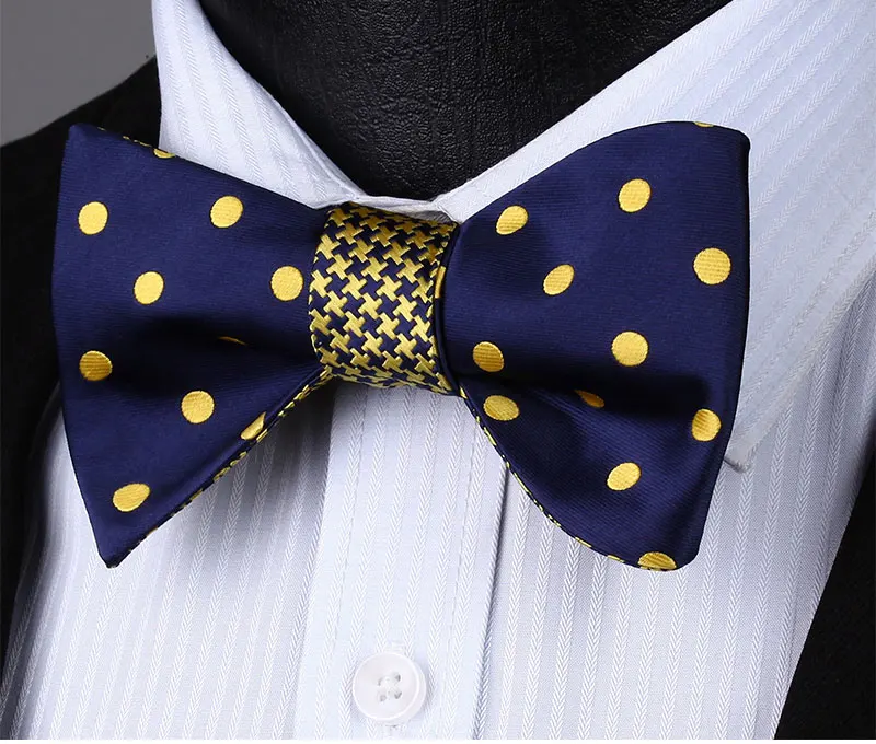BE04YS синий горошек геометрический двусторонний галстук-бабочка Мужской Шелковый галстук-бабочка носовой платок Набор карманные Квадратные Классические Вечерние и свадебные