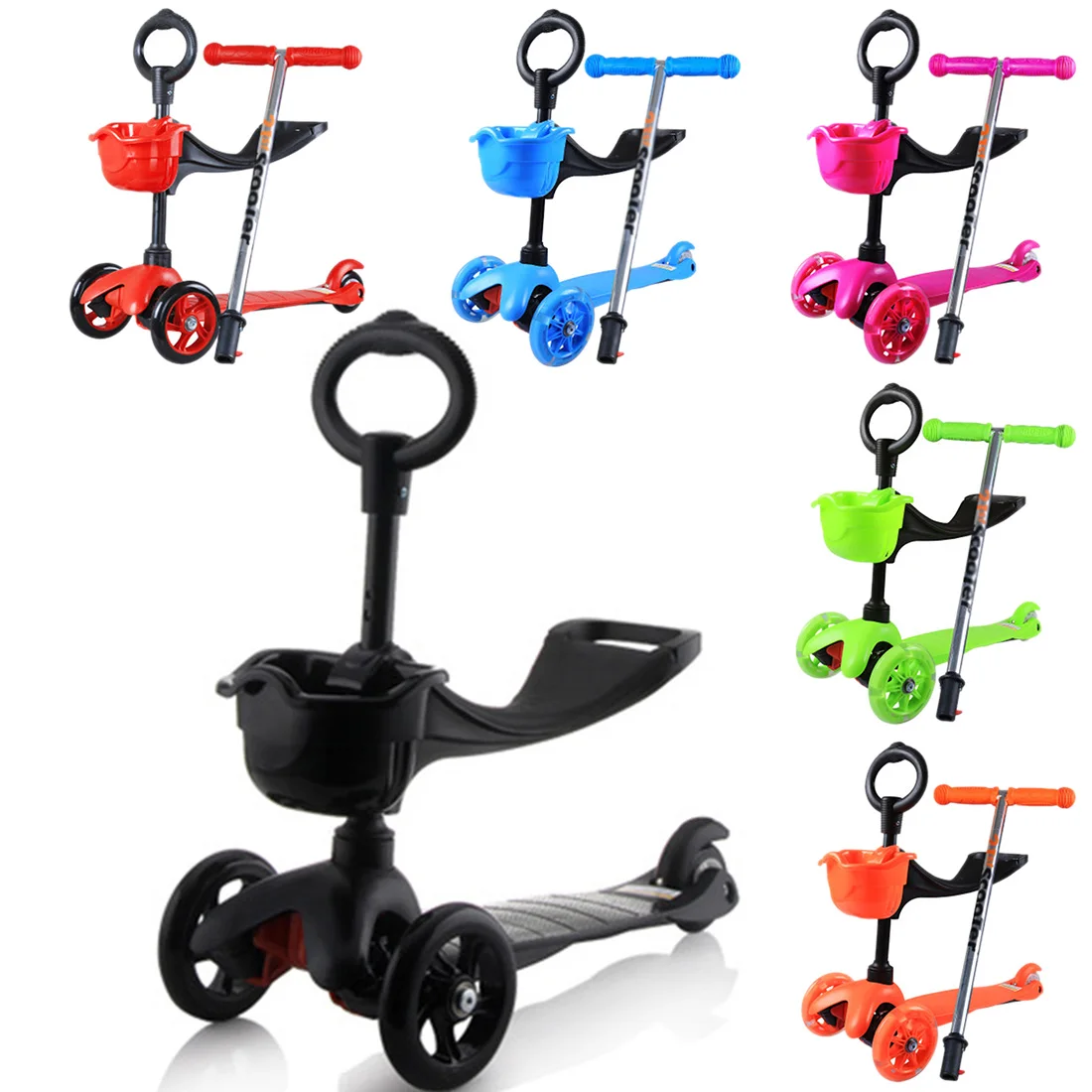 3Modes LED Lights 3Wheel Skateboard Scooter with ...