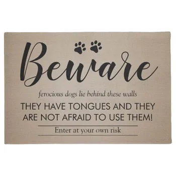 

Funny Rustic Country Beware of the Dogs Doormat Home Decoration Entry Non-slip Door Mat Rubber Washable Floor Home Rug Carpet