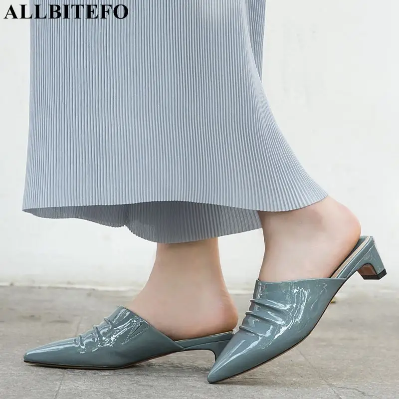 

ALLBITEFO fashion brand genuine leather high heels party women shoes high quality women high heel shoes summer women slippers