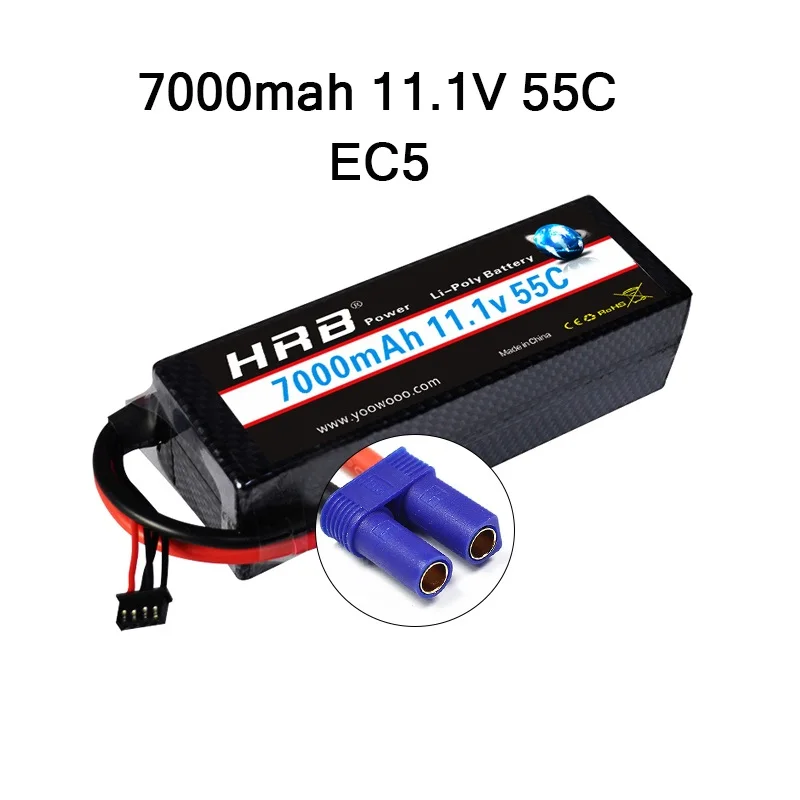 HRB Lipo 7,4 V 11,1 V 14,8 V 2S 3S 4S 2P Аккумулятор 7,4 V 7000mah 55C T DEAN XT60 MAX 110C Жесткий Чехол для RC 1/10 Scale Trx Stampede Car - Цвет: 3S2P 7000mah EC5