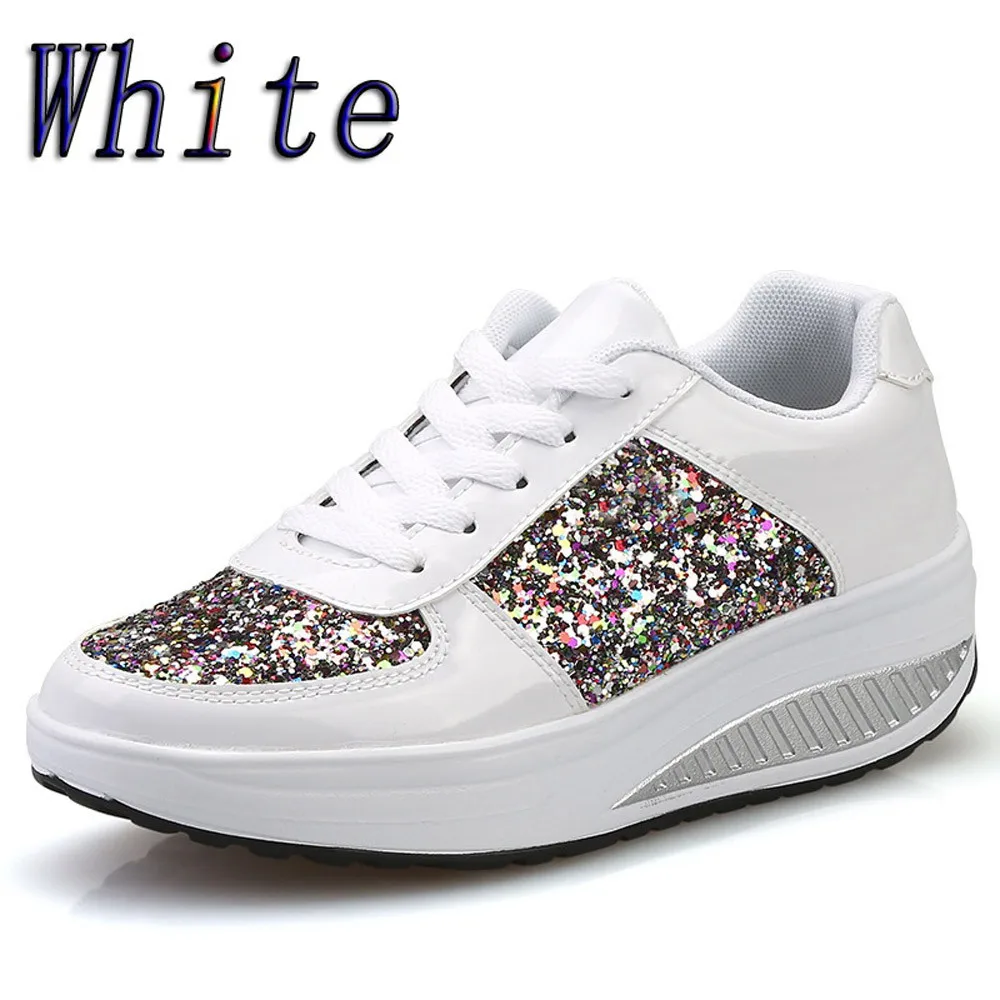 KANCOOLD/Женская обувь с блестящими блестками; обувь на танкетке; модные кроссовки; модная блестящая спортивная обувь для женщин