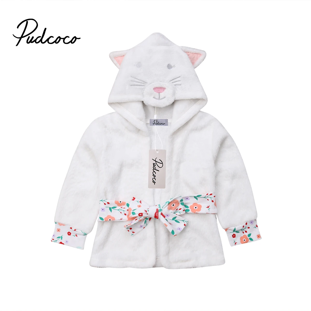 Baby Kid Boy Girl Cat Warm Pajamas Hooded Bath Robe Sleepwear Winter Infant Soft Warm Dressing Gown