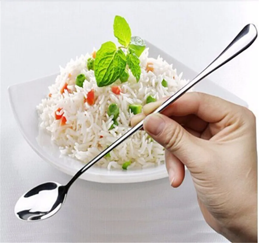 

1Pc Long Handl Stainless Steel Coffee Spoon Ice Cream Dessert Tea Spoon Kitchen Accessories Fruit Vegetable Scoops Tools