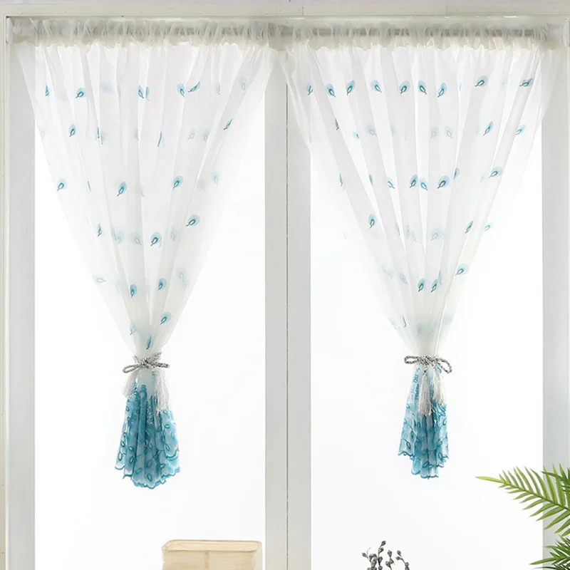 

Romantic Peacock Blinds Curtain Yarn Tulle Bedroom Organza Child Window Screen For Living Bedroom Decoration