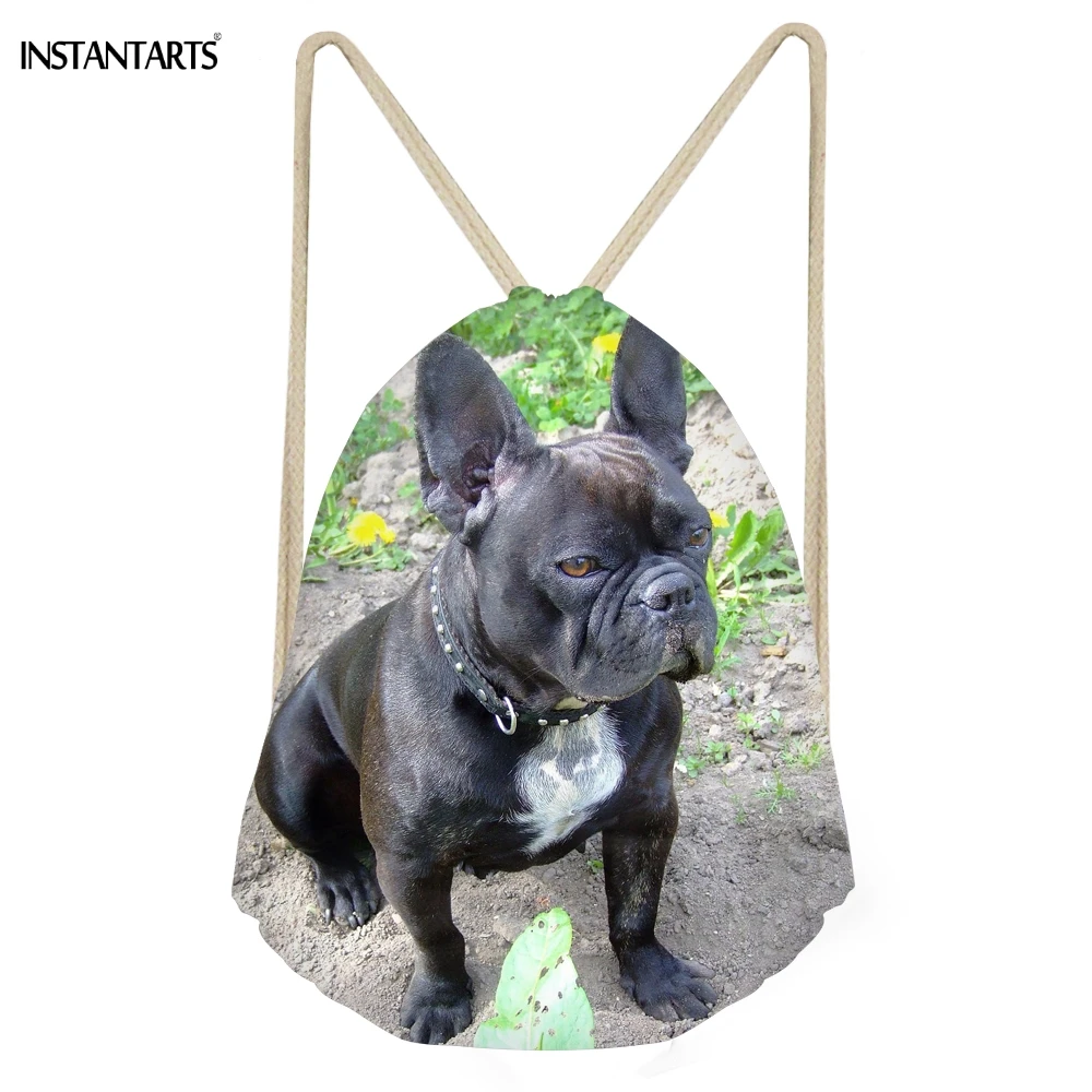 

INSTANTARTS Kawaii 3D Dog French Bulldog Print Women Men Drawstrings Bags Multifunction Storage Backpacks for Teens Travel Bags