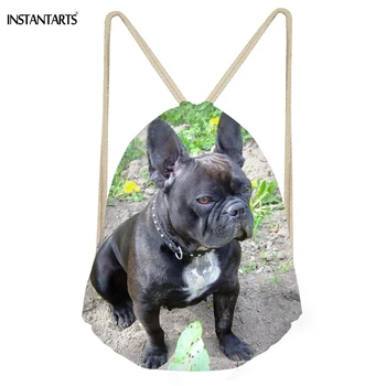 

INSTANTARTS Kawaii 3D Dog French Bulldog Print Women Men Drawstrings Bags Multifunction Storage Backpacks for Teens Travel Bags