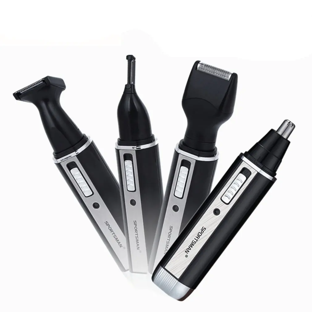 Цена 4 в 1 Электрический универсальный бритья инструменты комплект для мужчин уха Нос волос триммер для бровей перезаряжаемые бакенбарды обрезк...