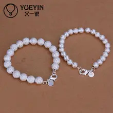 Модный посеребренный ювелирный набор для женщин, Свадебные Ювелирные наборы,, дешевые серебряные бусы, браслеты