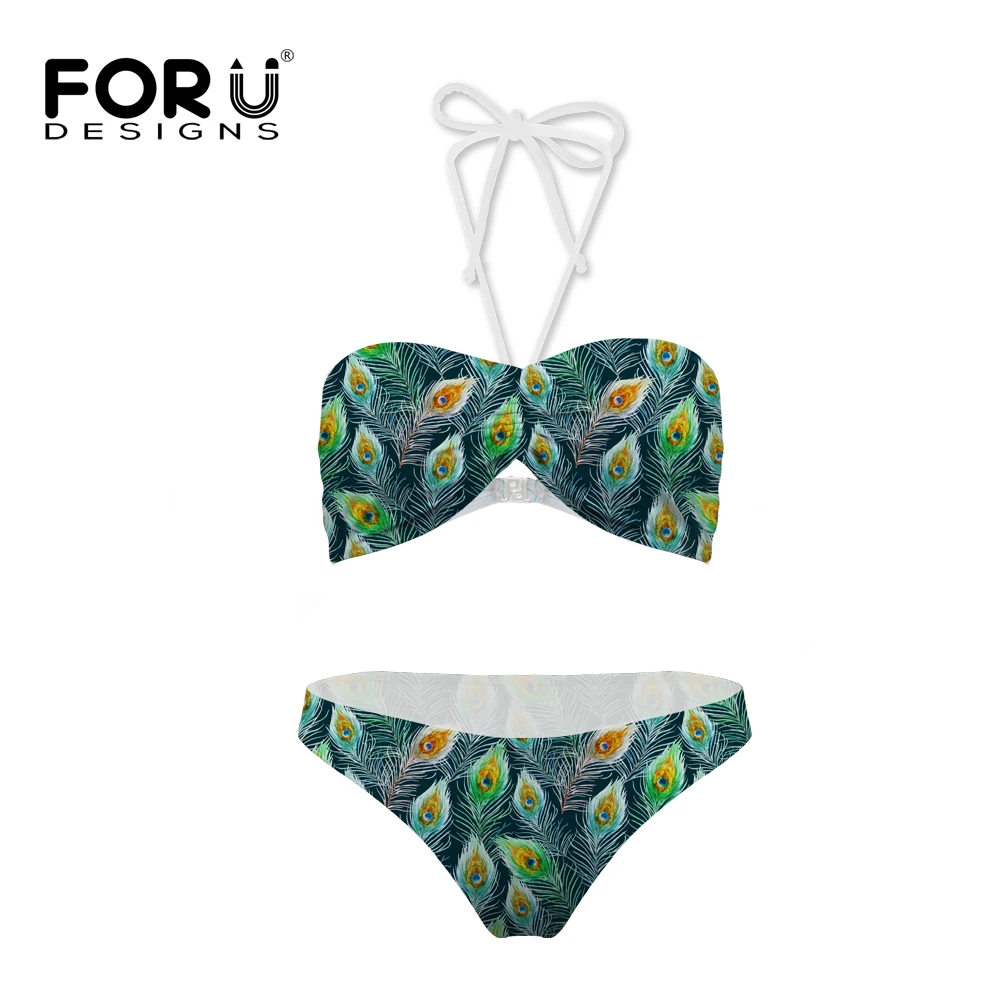 FORUDESIGNS/летний сексуальный бикини для девочек купальник в стиле ретро с павлином