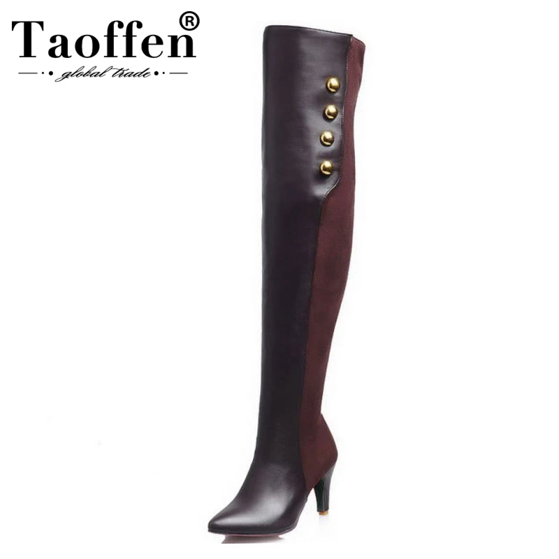 

Women High Heel Over Knee Boot Zipper Winter Warm Plush Knight Long Boot Fashion Botas Feminina Footwear Shoes Size 34-39