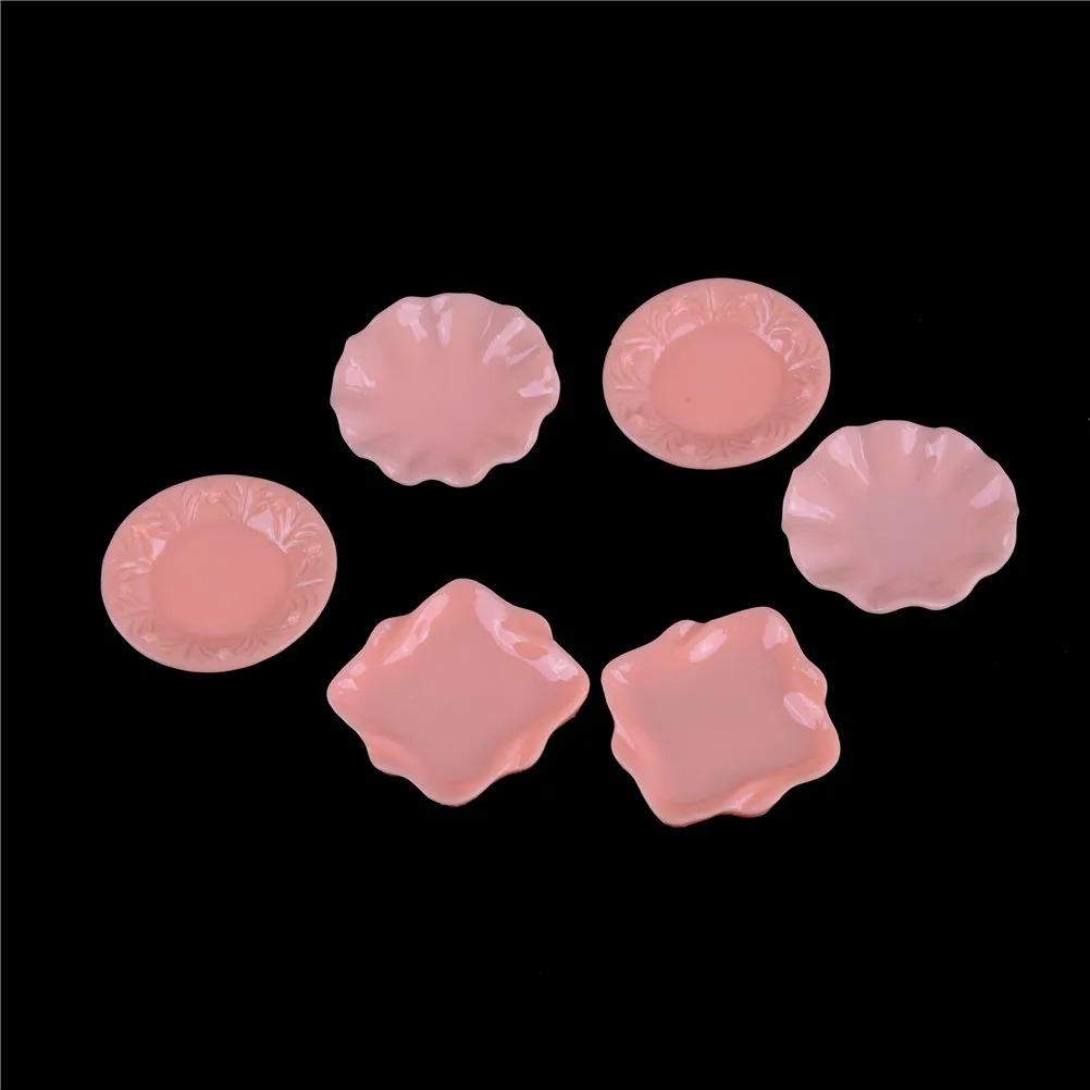 

2PCS 1:12 Pink Round Dishes Plate Tableware Dolls House Furniture Miniatures Dishes Plate Tableware Decor Kitchen Toy