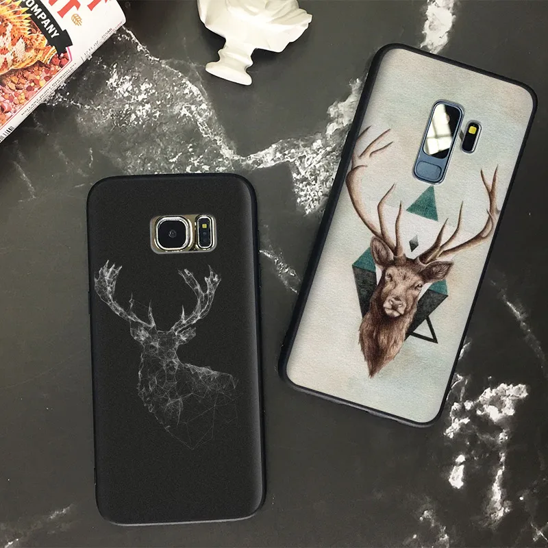 

Deer Reindeer Elk Animal Soft Silicone Phone Case Cover Shell For Samsung S7 Edge S8 S9 Plus Note 8 9
