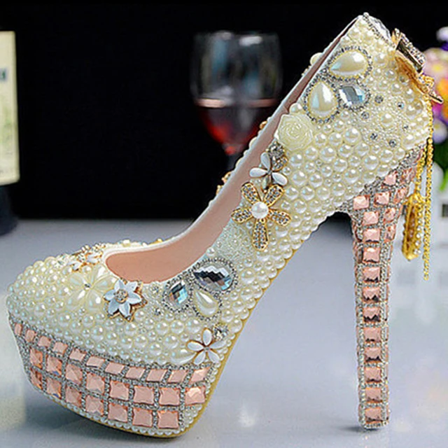 fashion luxurious pearls crystals wedding shoes custom made size 11 size 11 shoes in cm