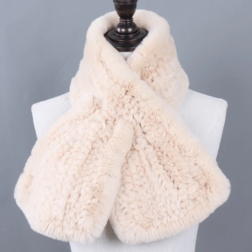 LIGHT KHAKI Зимний настоящий шарф из меха кролика рекс женский зимний теплый мягкий натуральный мех кролика рекс шарфы Дамская мода вязанный натуральная шерсть муфельная - Цвет: LIGHT KHAKI