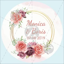 100 шт., 3-7 см, индивидуальный заказ, розовый цвет воды цветы свадебные наклейки, конфеты коробки для подарков этикетки