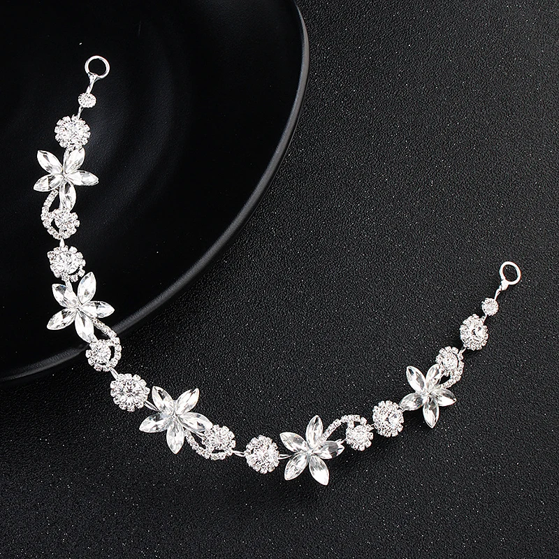 

star Flower Bride Hair Vine Pearl Wedding Tiaras Headband Crystal Bridesmaid Headdress Beads Bridal Headpiece For Women Jewelry