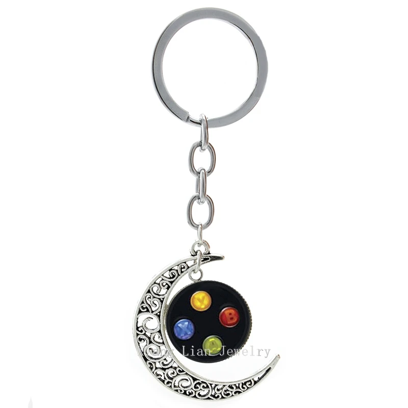 

ame Xbox Controller silver plated moon pendant keychain fashion cool gaming gamer videogame controller key chains handmade T167