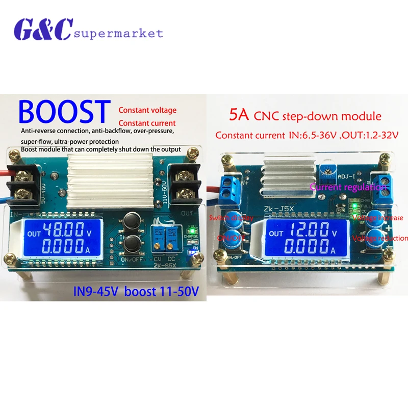 

DC-DC 5A CNC Step up down Module Constant Voltage Constant Current with LCD Dispaly