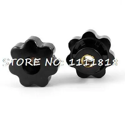 

2 Pcs 50mm Diameter Head 12mm Dia Female Thread Star Clamping Knob Black
