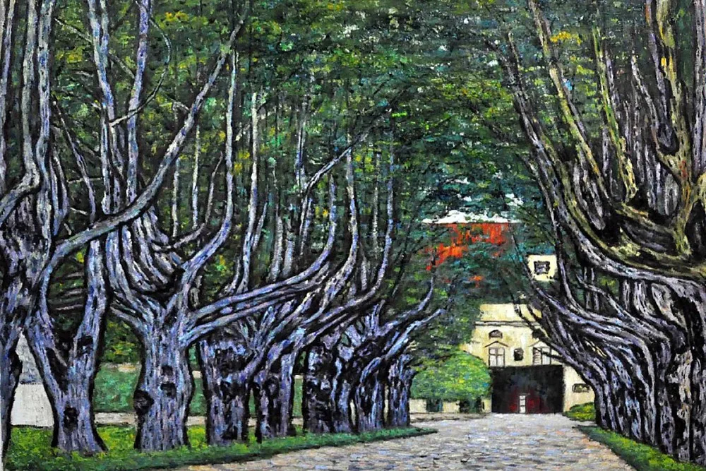 Gustav Klimt Avenue in Schloss Kammer Park Oil Painting Canvas Print