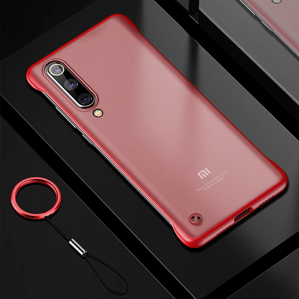 Бескаркасный чехол для Xiaomi mi 9 9T Pro mi 9 SE Прозрачный чехол для Xiao mi Red mi K20 Pro акриловый матовый чехол с кольцевым ремешком - Цвет: Красный