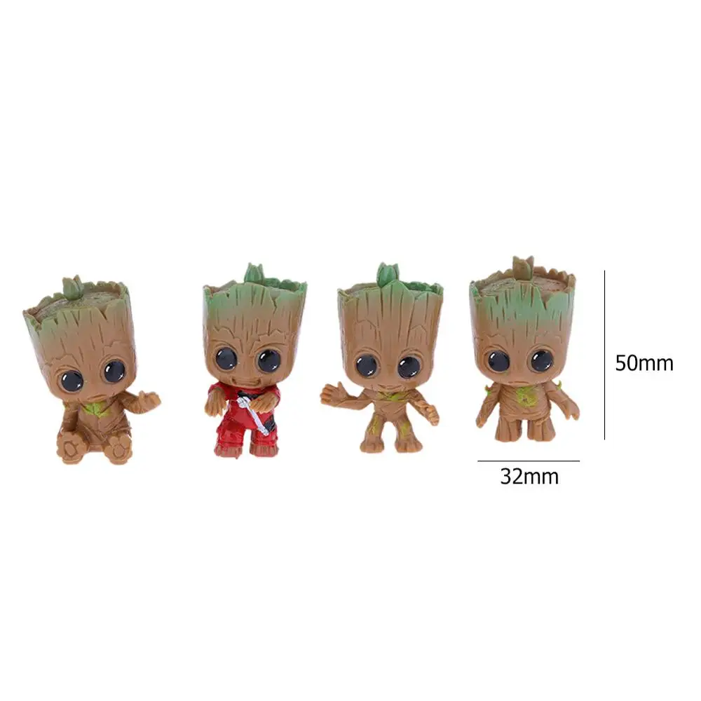 Baby Groot Tree Man Grootted фигурка брелок Подвеска двери автомобиля брелок игрушки на цепочке для ключей вечерние подарки - Цвет: 4PCS