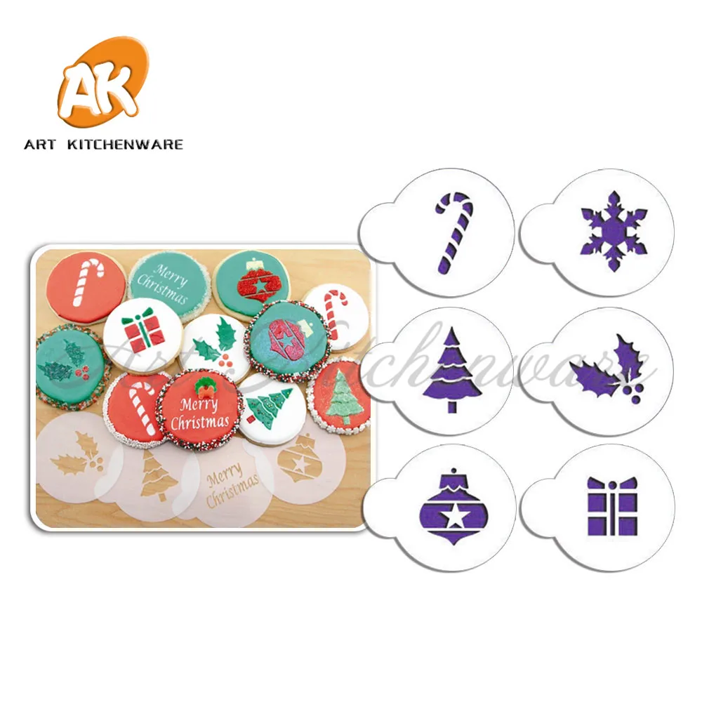 

Holiday Cupcake Cookie Tops Stencils, Stencil Cake Tools, Round Fondant Cake Decorating, Tools Cake Decorating Decoration ST-521