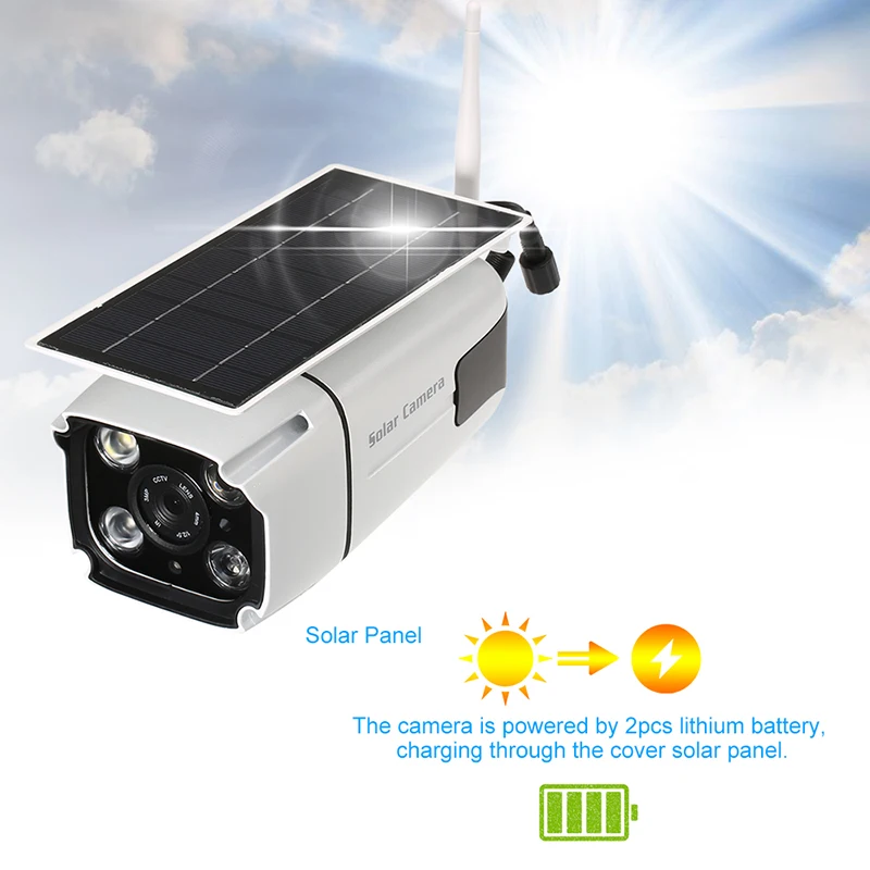 ESCAM QF260 WI-FI HD 1080 P 2.0MP Беспроводной IP67 Открытый Солнечный Батарея Мощность низкая Мощность потребление PIR, для наблюдения, безопасности, Камера