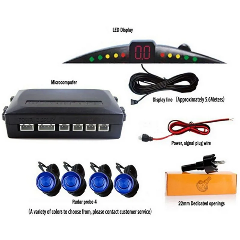 

Car detector LED Screen Car Parking Sensor with 4 Sensors Radar Alert Alarm security Assistance Parking System free shipping
