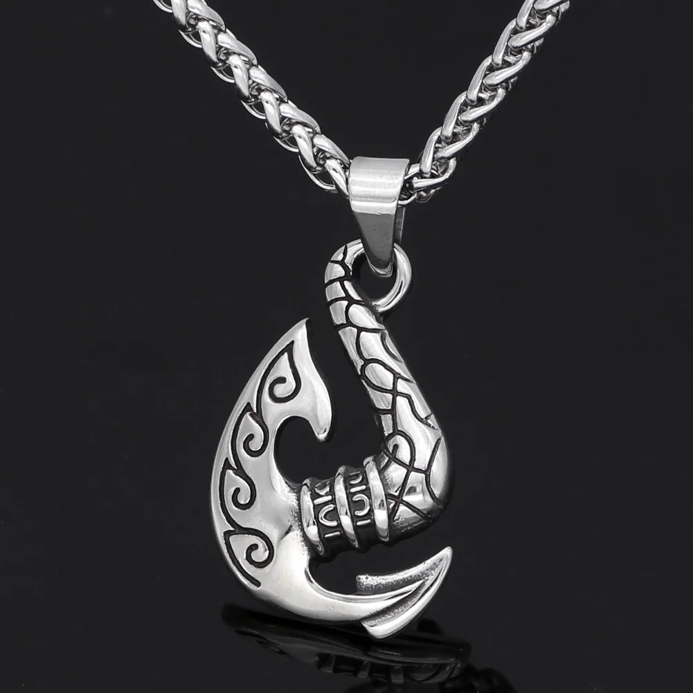 Men stainless steel Wolf head norse viking amulet thor hammer pendant necklace handmade chain