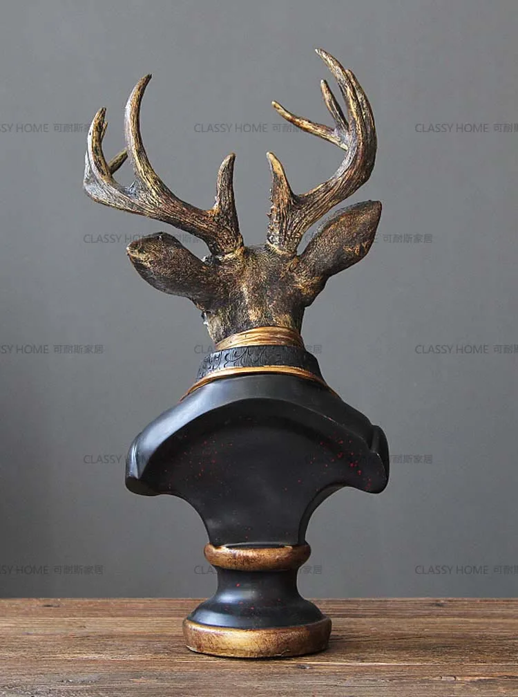 

The deer bust Home Furnishing retro jewelry ornaments beauty of the French Mediterranean European pastoral village