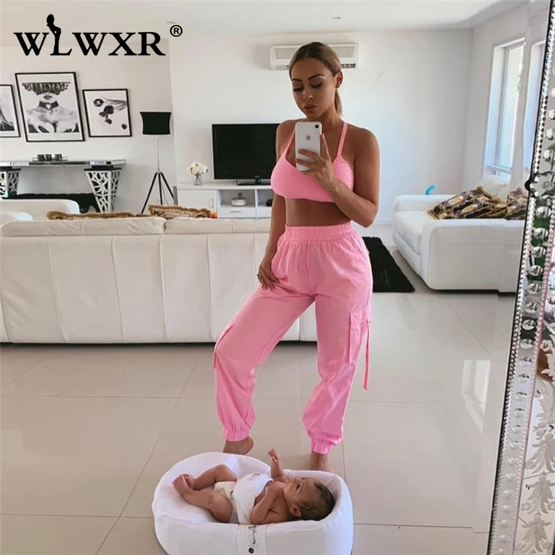 WLWXR уличная одежда Женский комплект 2 шт. костюм сексуальный укороченный топ и
