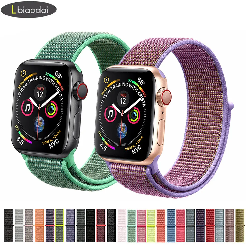 Нейлоновый ремешок для Apple Watch band 4 44 мм 40 iWatch 42 38 Спортивная Петля Браслет watch 3 2 1