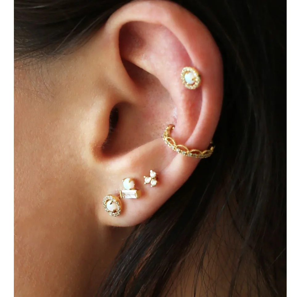

Romantic Jewelry 2019 Stud Earring For Wedding Elegant 3 Colors AAA Zirconia square opal CZ Stone Earring fashion Christmas gift