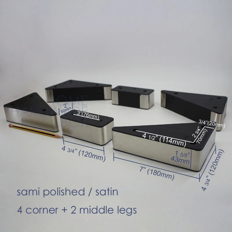 Satin Polish Low Cabinet Base Stand Long Cabinets Corner 4 2 Legs
