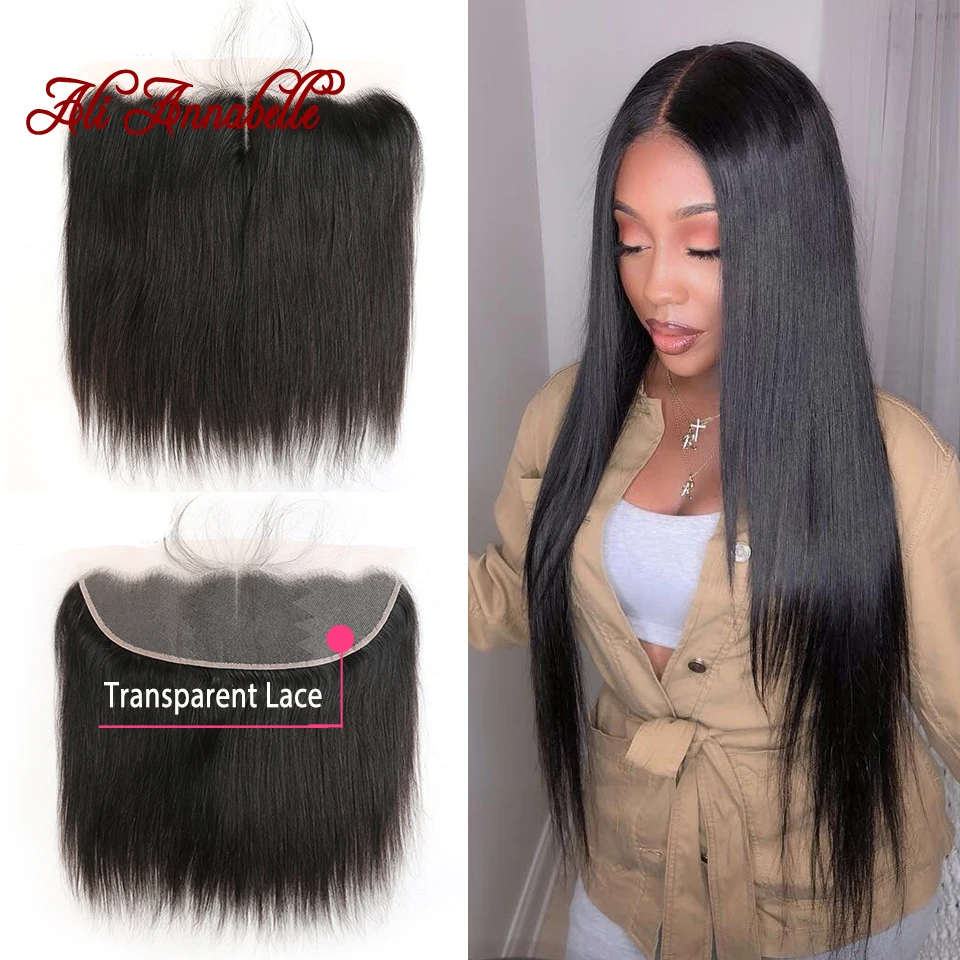 

13*4 Human Hair Lace Frontal Closure Transparent Swiss Lace Brazilian Straight Hair Lace Frontal with Baby Hair 10-22 Inch