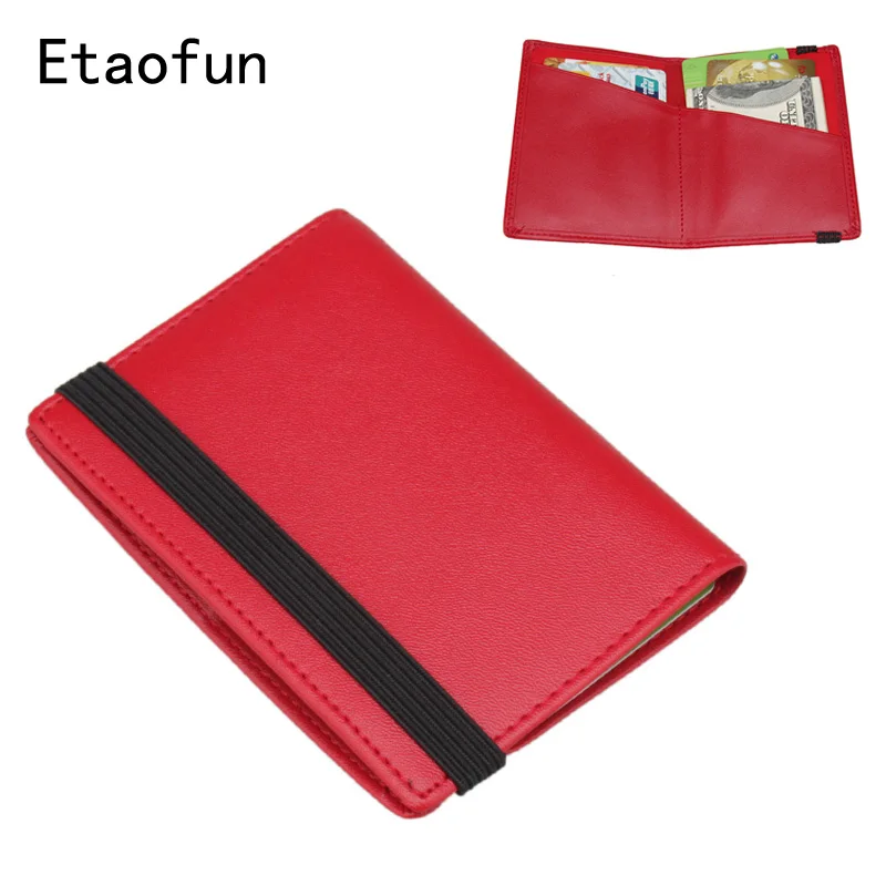 

Etaofun brand red genuine leather cards holder wallets women's business card money purse fashion Organize travel documents case