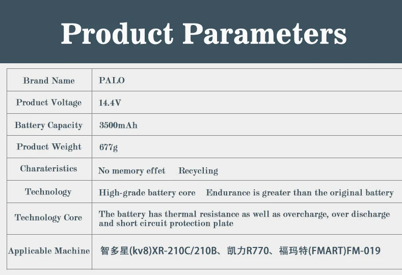 PALO SR03 14,4 В 3500 мАч NIMH для iRobot батарея аккумуляторная батарея для A320 9200 XR210C R770 FM-019 XR 9700 3100 KV8 батареи