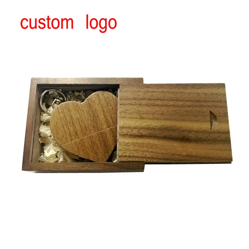 

Diy Design Logo 10 Pcs Free Wood Heart Shape USB Flash Drive Pen Drive 64GB 32GB 16GB 8GB Memory Stick Photography Wedding Gifts