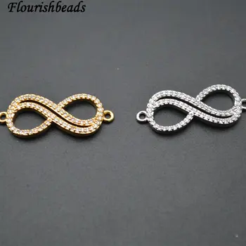 

New Design CZ Beads Setting Infinity Shape Metal Bracelet Charms Jewelry Connectors