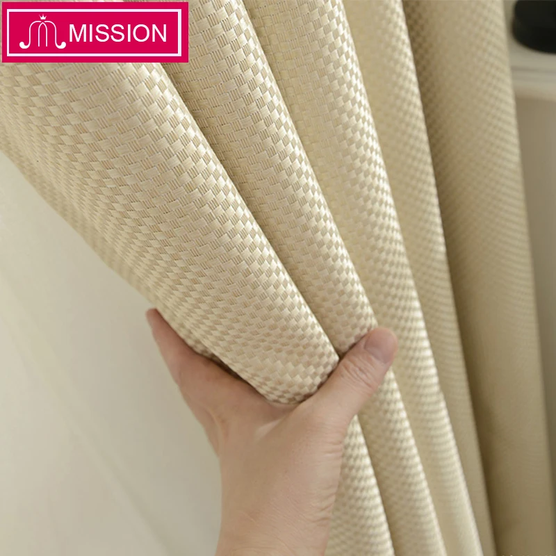 

MISSION Faux Linen Solid Color Blackout Curtain Window Treatment Drape Square Style Curtains Blinds for Bedroom Living Room