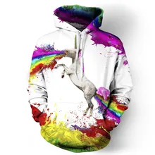 2018 Autumn Hoodies Casual Unicorn Sweatshirt Animal 3D Print Lion Hip Hop Pullover Men Coat Street