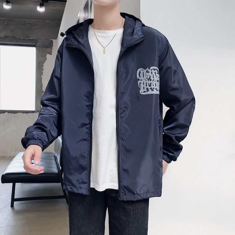 2019 nueva chaqueta con capucha de verano para hombre, chaqueta informal con estampado, chaqueta de fino, chaqueta cortavientos de calidad regular para hombre|Chaquetas| - AliExpress