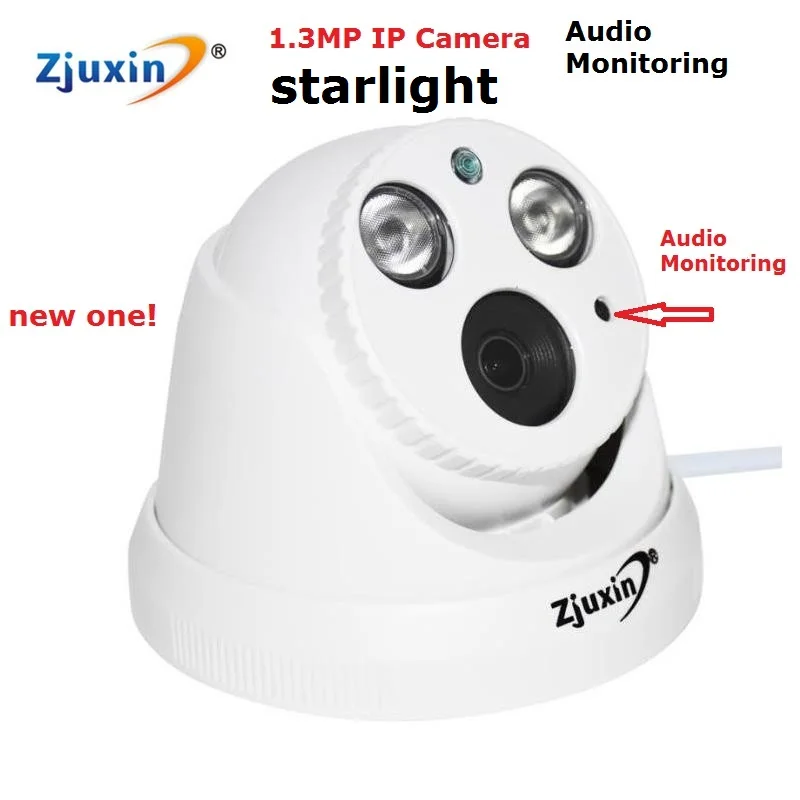 

1PC NEW 1.3mp starlight IP camera with audio monitoring cctv camera with 3mp HD Lens Onvif night vision camera for home